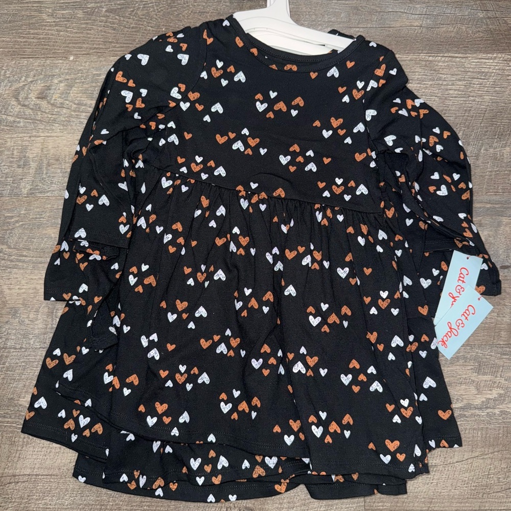 Cat & Jack Black Dress with Heart Pattern
